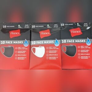 Hanes Black and White Face Masks - 10 Pack